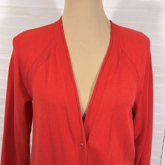 Talbots Boyfriend Cardigan Size Medium Long Sleeve Red - Picture 4 of 14
